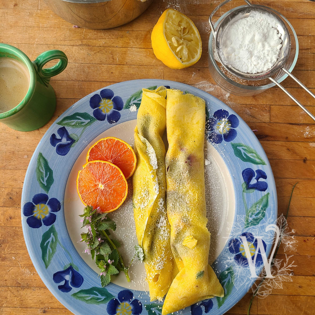 Lemony Dandelion Crepes Recipe