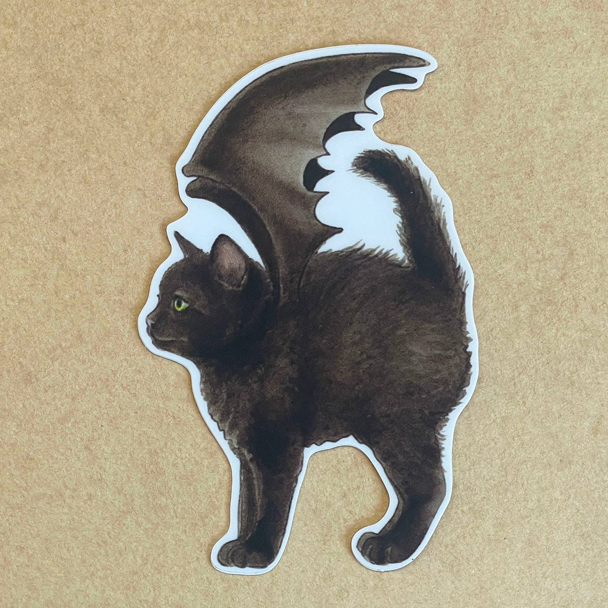 Wings Up Bat Kitten Vinyl Sticker