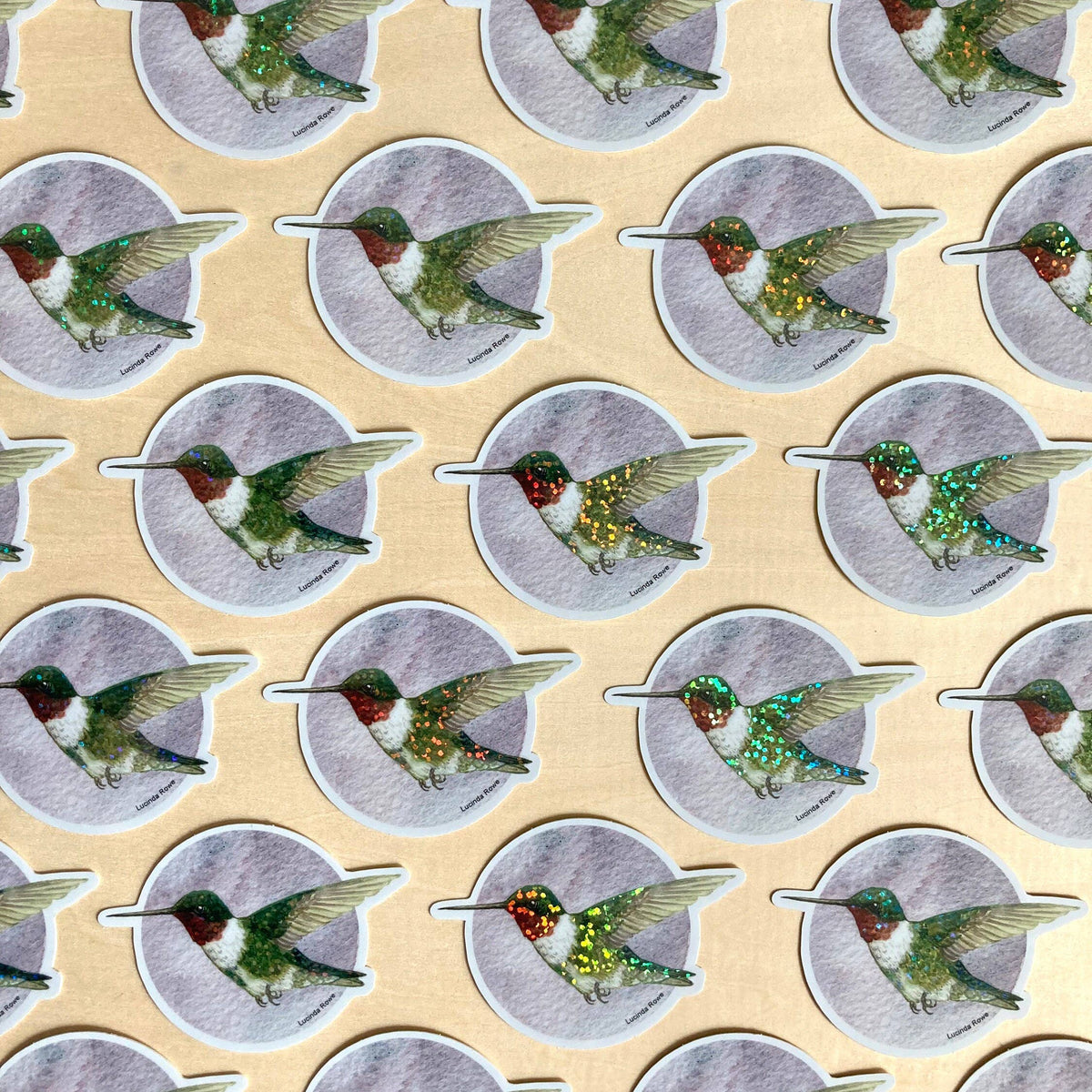 Ruby-throated Hummingbird - Vinyl Glitter Sticker