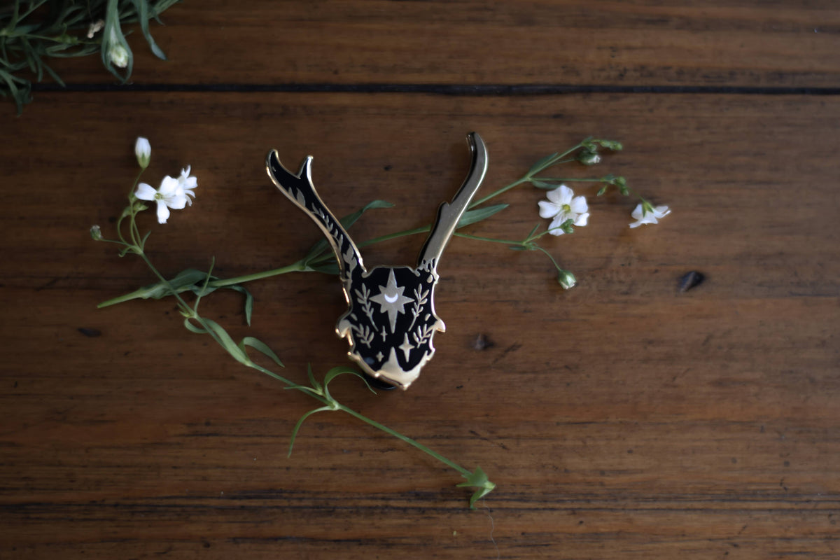 Deer Skull Celestial Enamel Pin