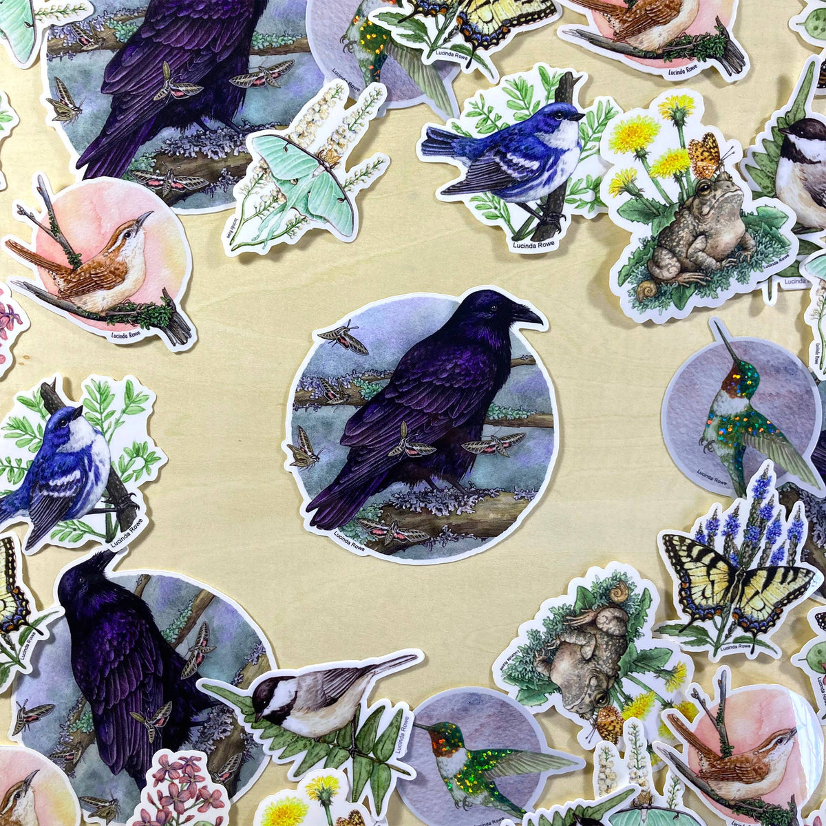 Common Raven with Moths - Vinyl Sticker
