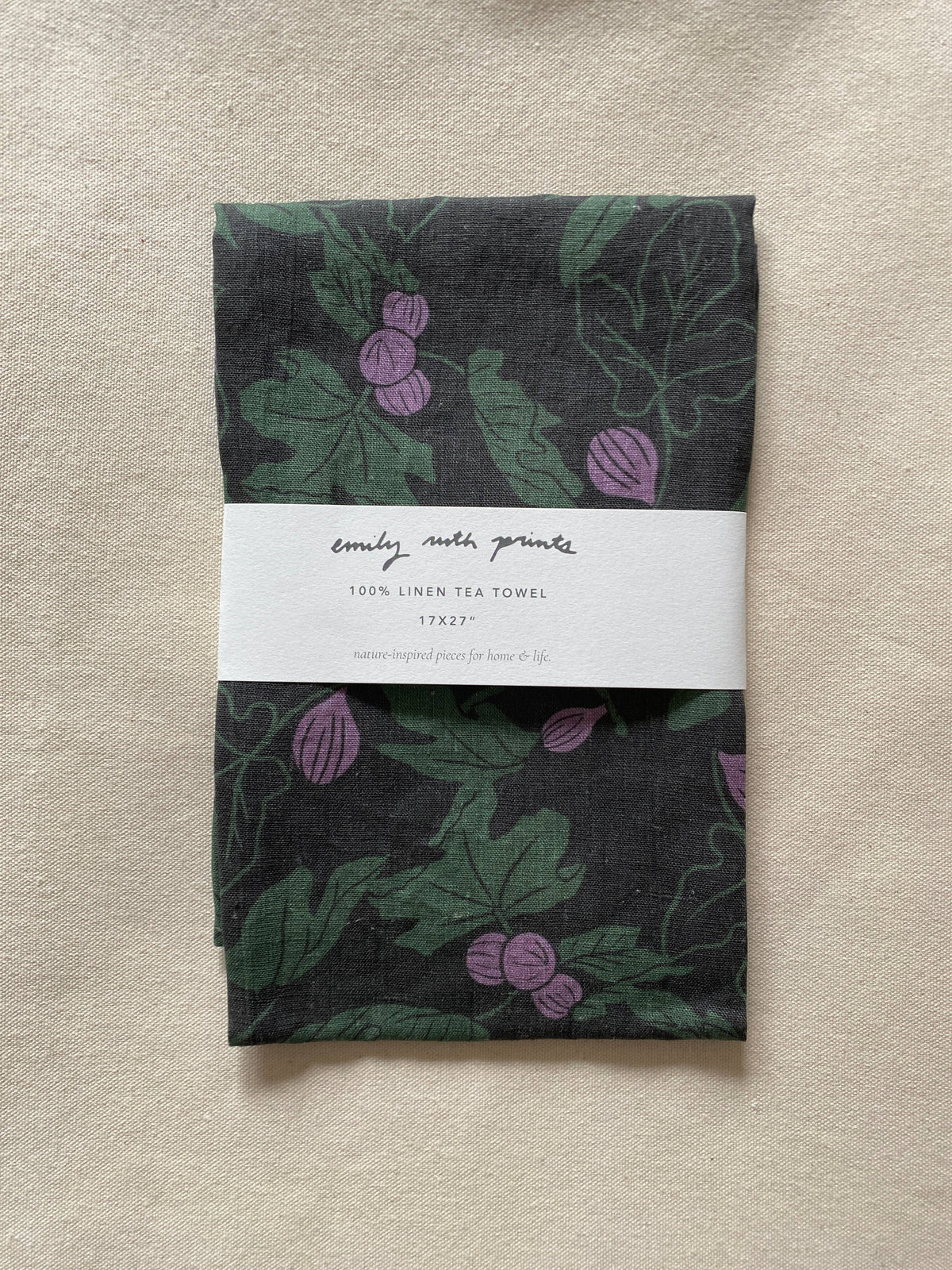 Dark Fig Linen Tea Towel