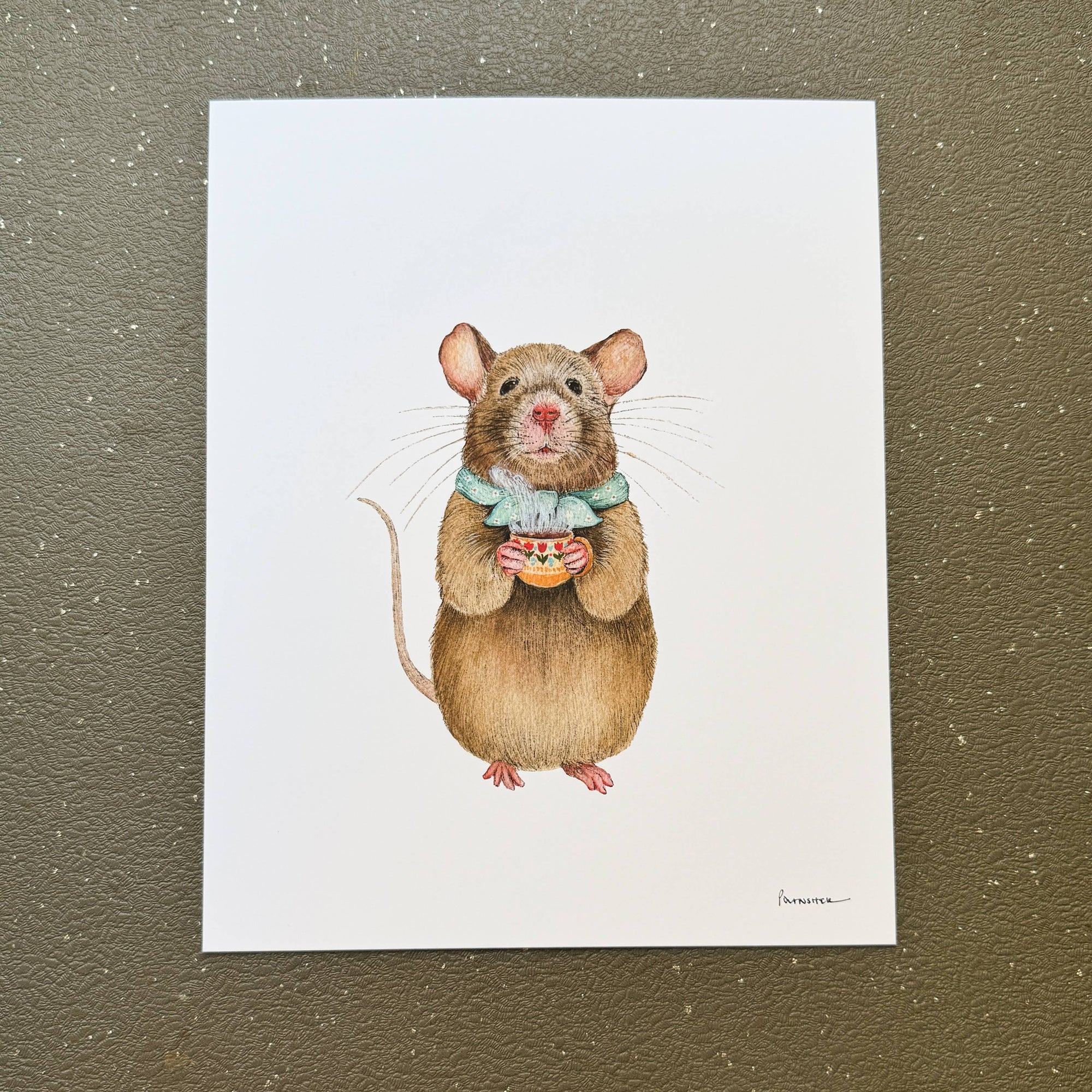 Mildred Mouse: Critters and Cups (8" x 10" Print)