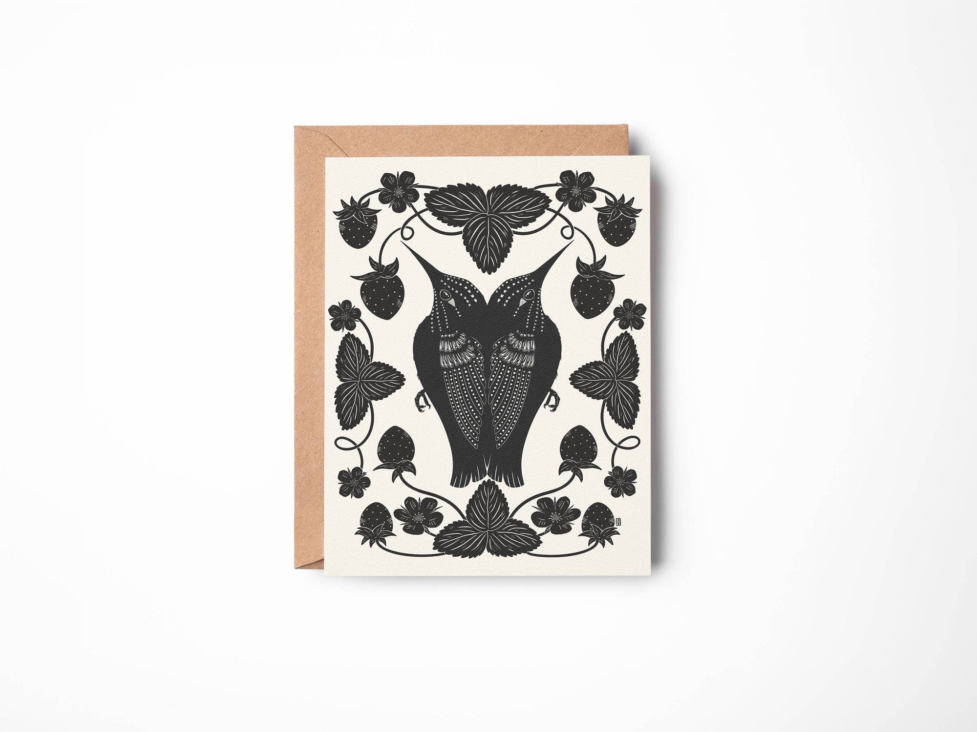 Hummingbirds &amp; Strawberries Greeting Card