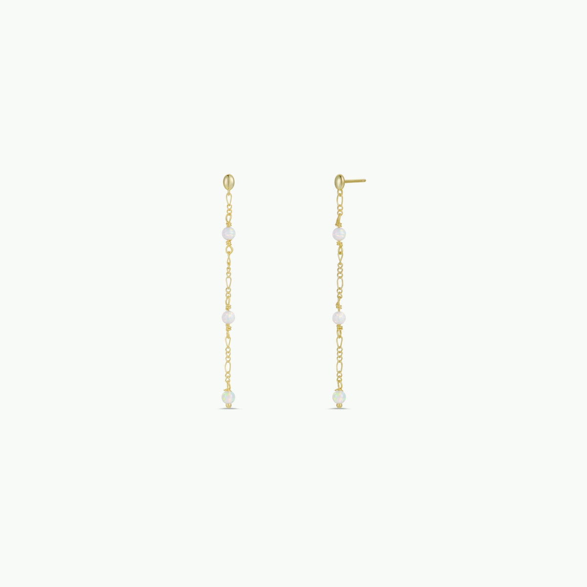Gemstone Chain Drop Earring - White Opal