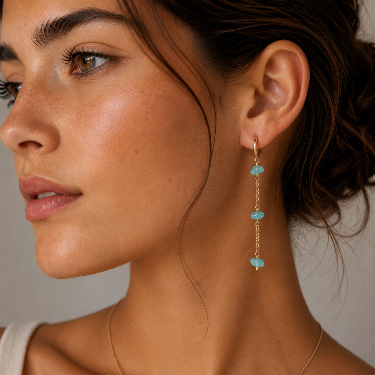 Raw Amazonite Chain Drop Earring