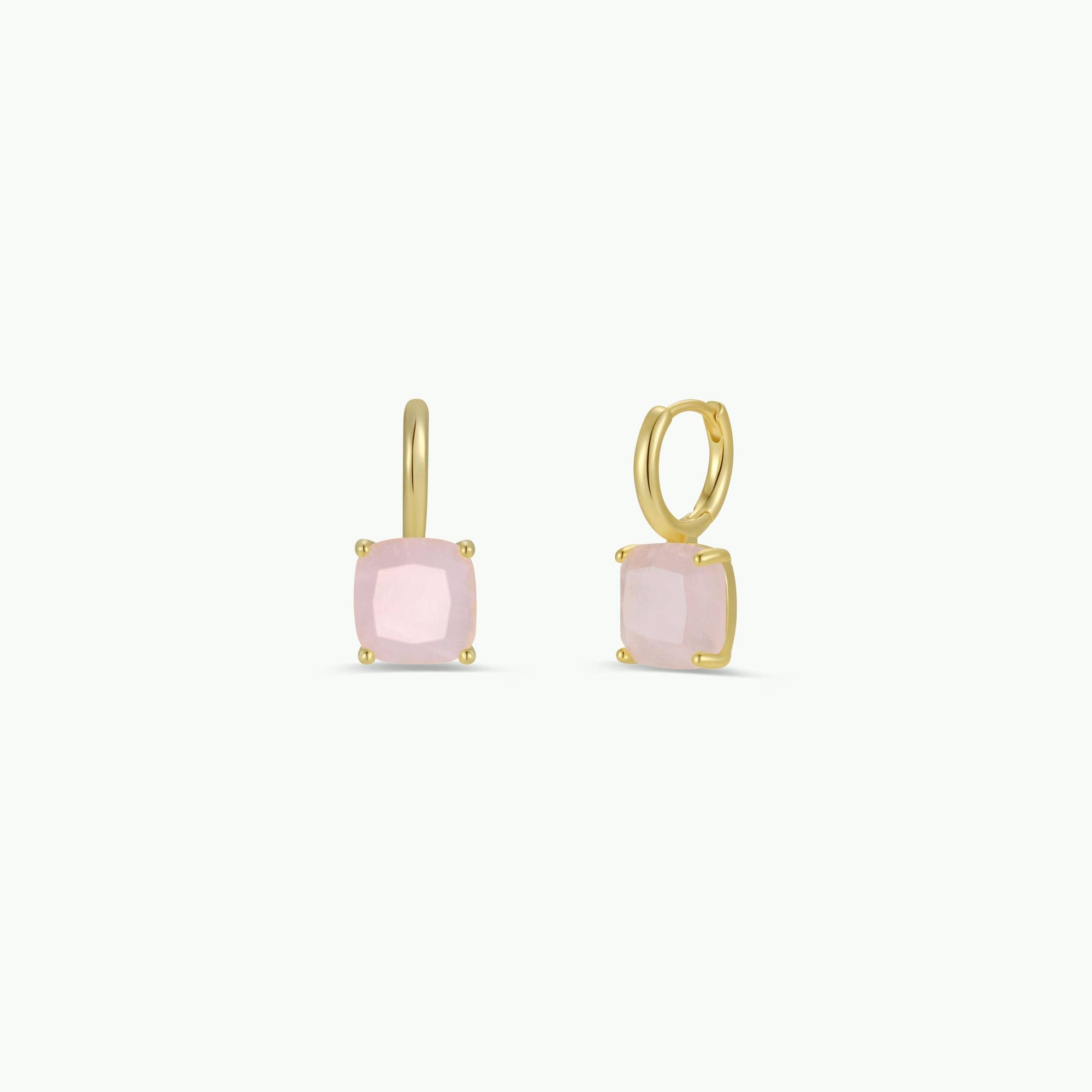 Rose Quartz Gemstone Mini Drop Earrings