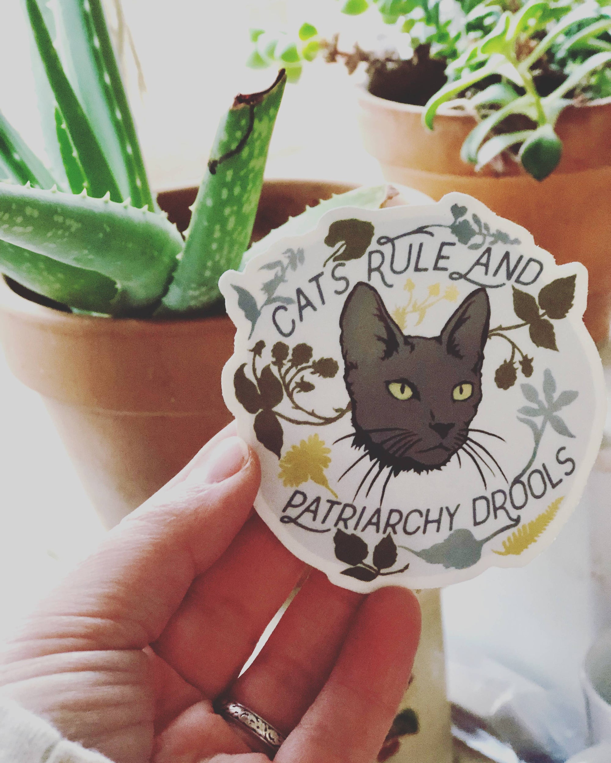 Cats Rule and Patriarchy Drools: Feminist Sticker