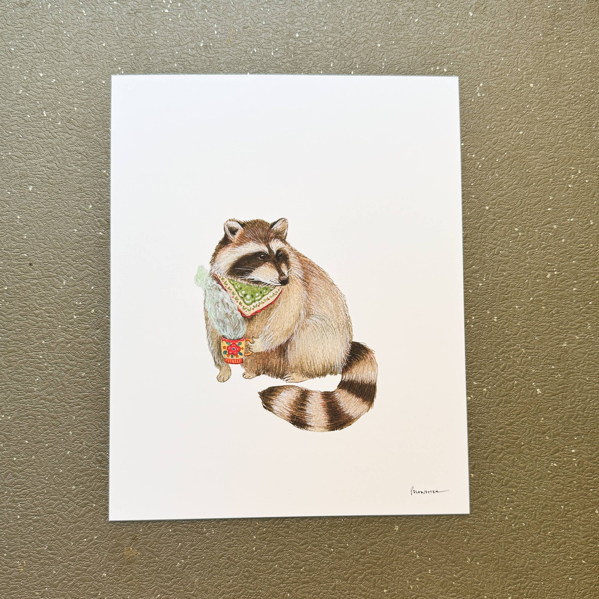 Rocky Raccoon: Critters and Cups (8" x 10" Print)