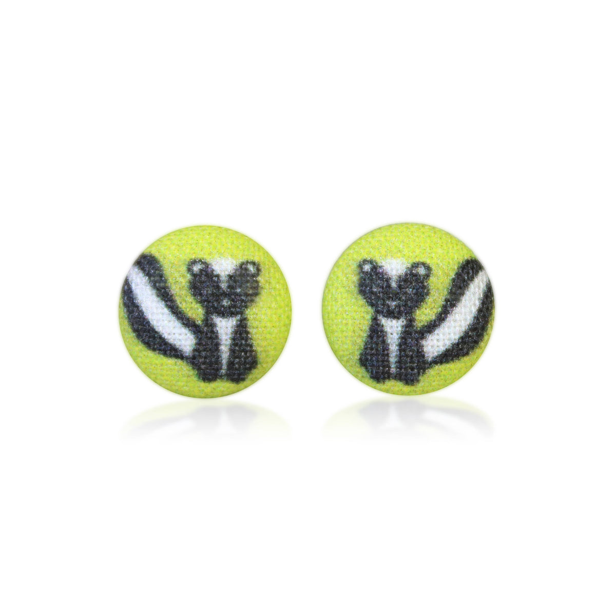 Adorable Skunk Fabric Button Earrings