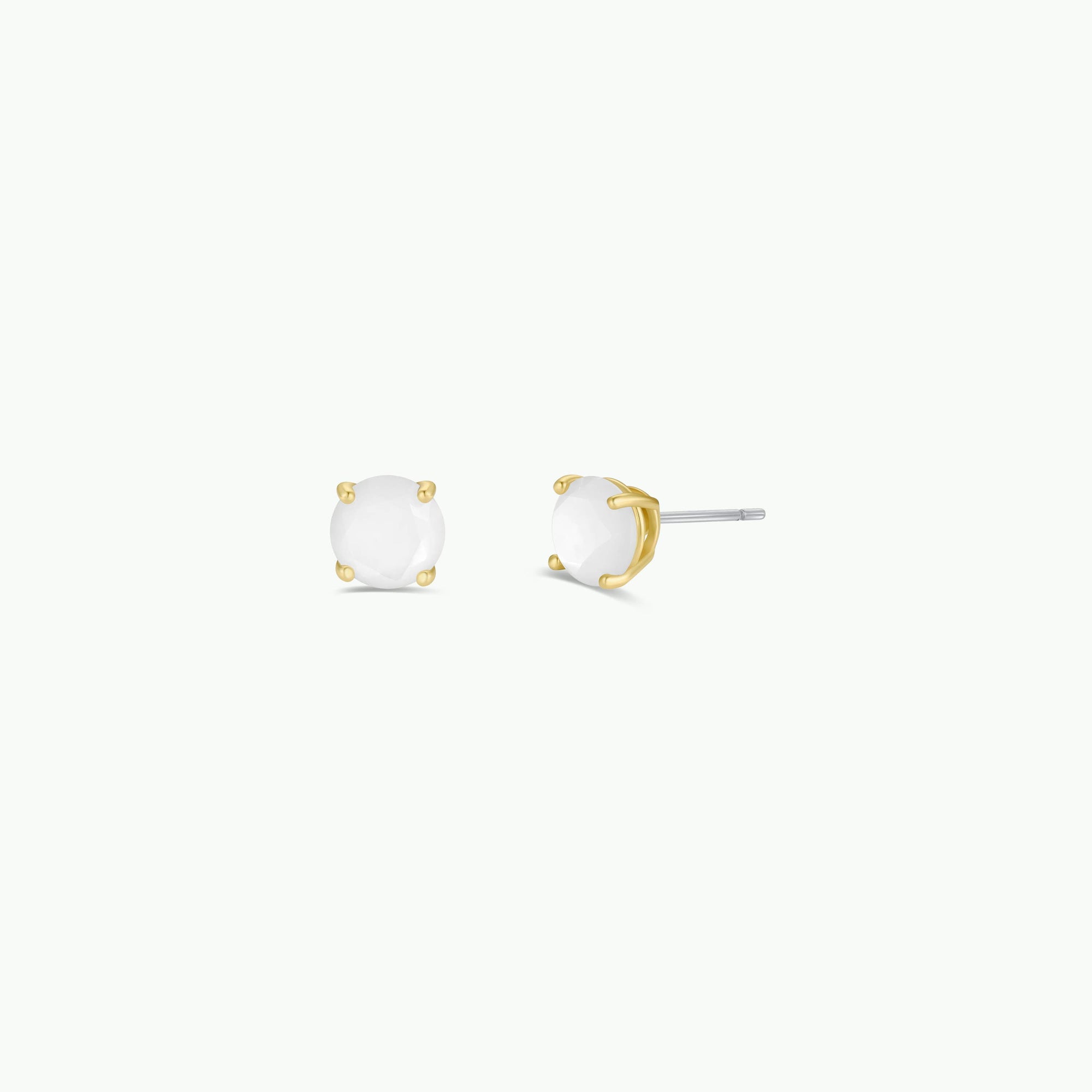 Mother of Pearl Gemstone - Gold Earrings