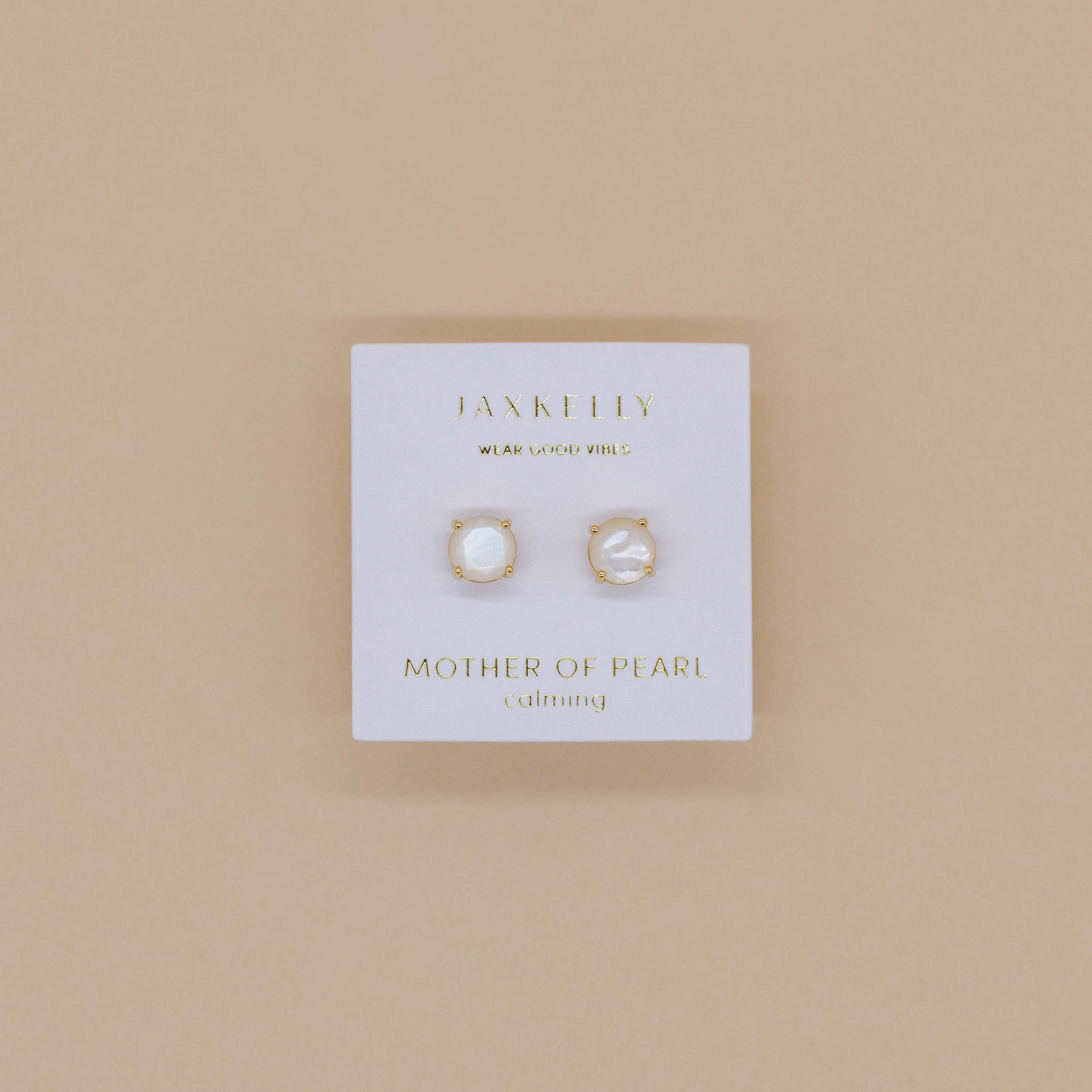 Mother of Pearl Gemstone - Gold Earrings