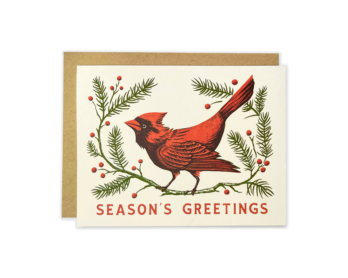 Winter Cardinal Season's Greeting Card : Single