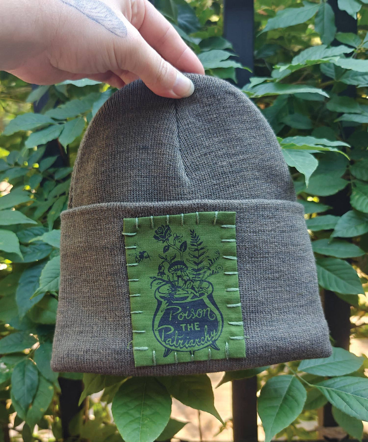 Poison the Patriarchy - Patch Hat - Witchy PNW Fall Beanie: Sequoia Red