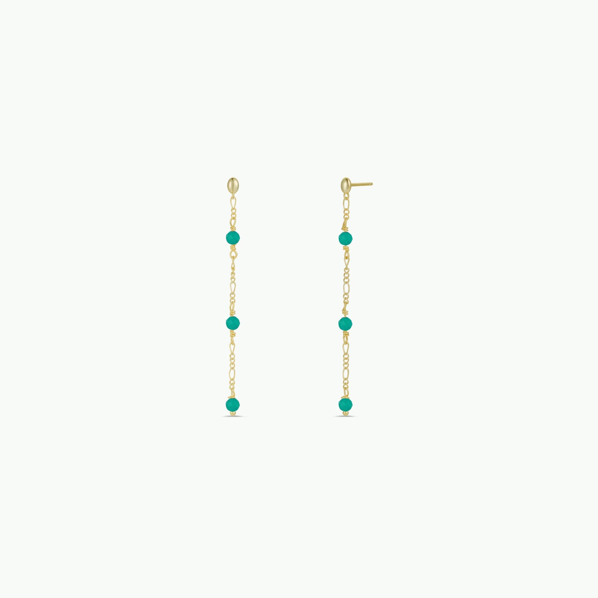 Gemstone Chain Drop Earring - Turquoise