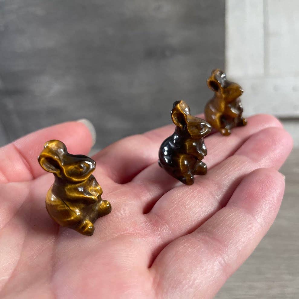 Rose Quartz Bunny Rabbit Carved Gemstone Figurine