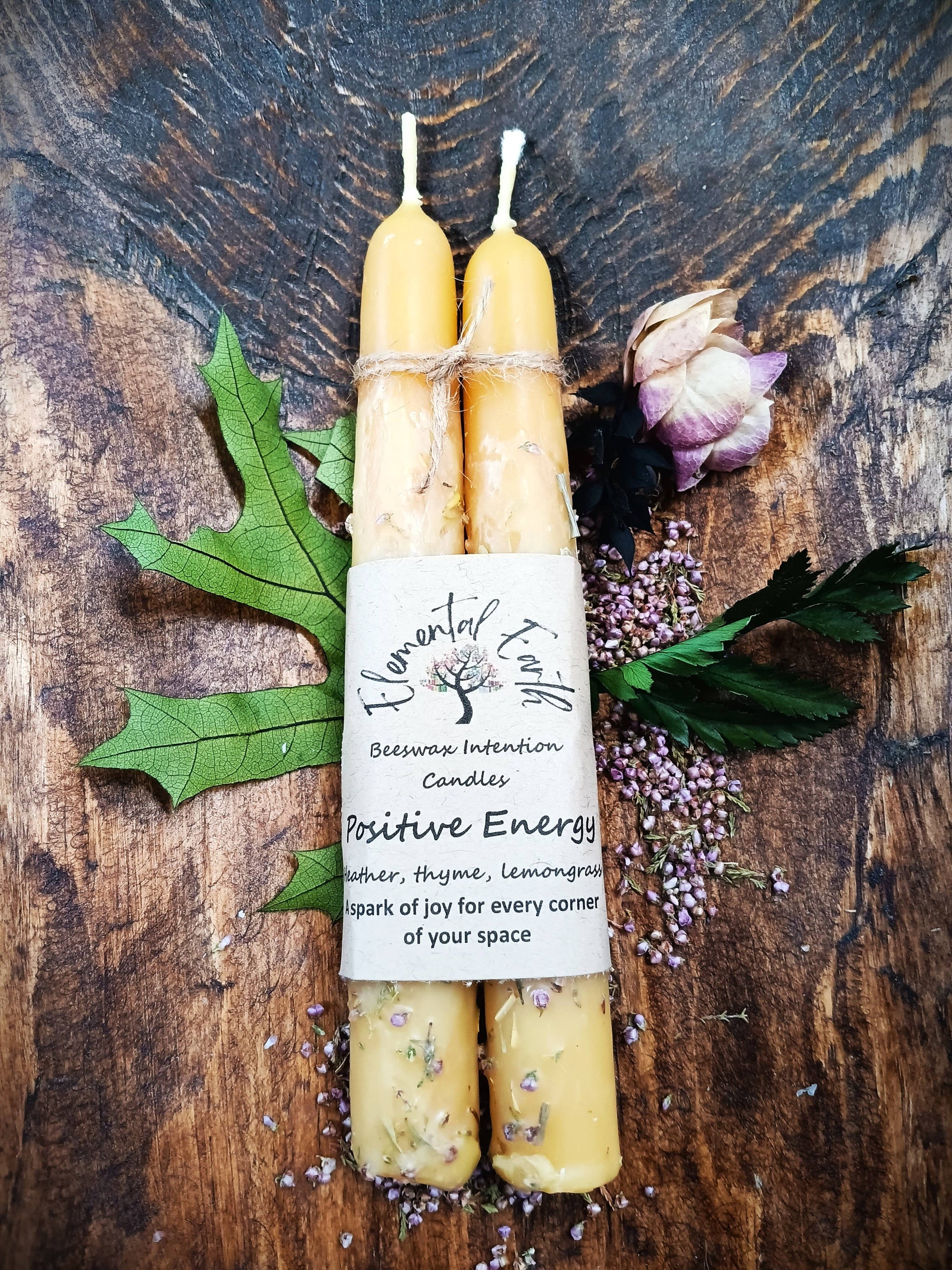 Positive Energy Beeswax Intention Candles