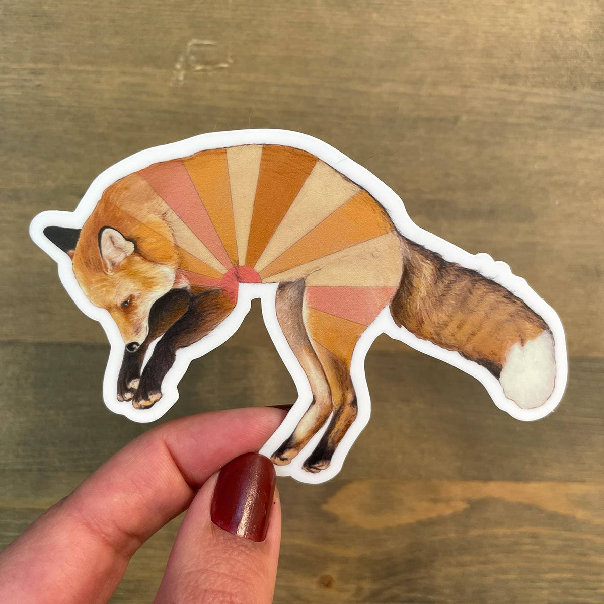 Jumping Red Fox Vinyl Sticker