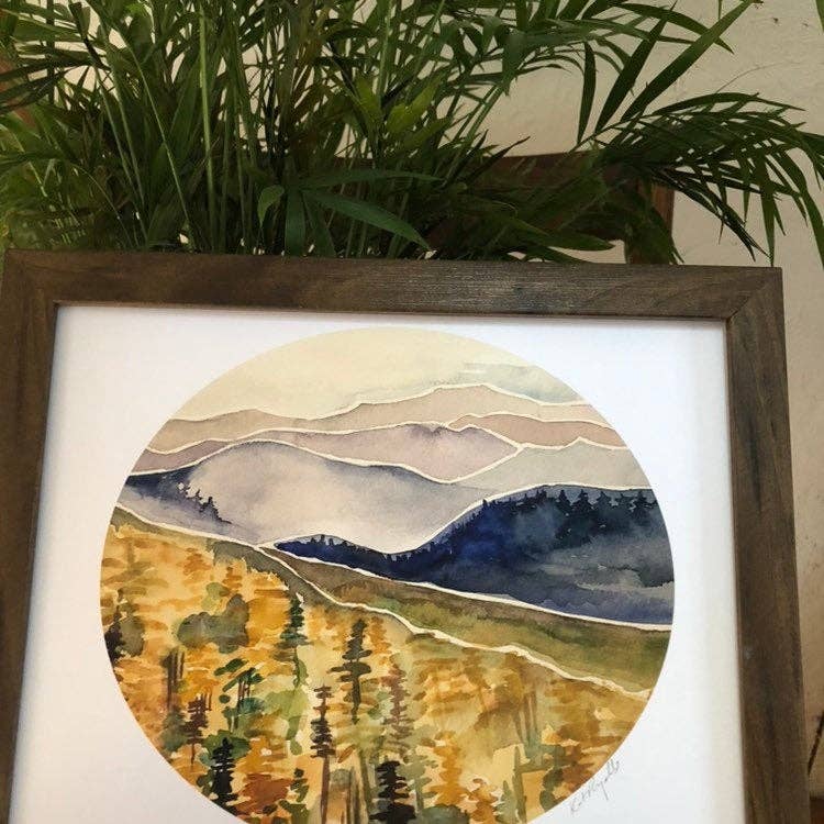 Blue Ridge Layers Watercolor Print: 8x10”