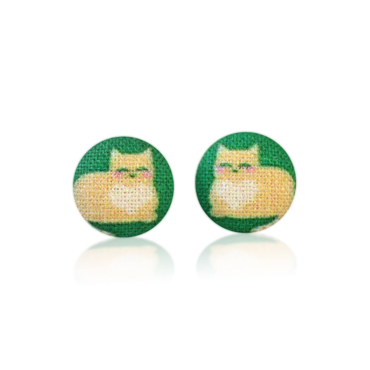 Loaf Cat Fabric Button Earrings