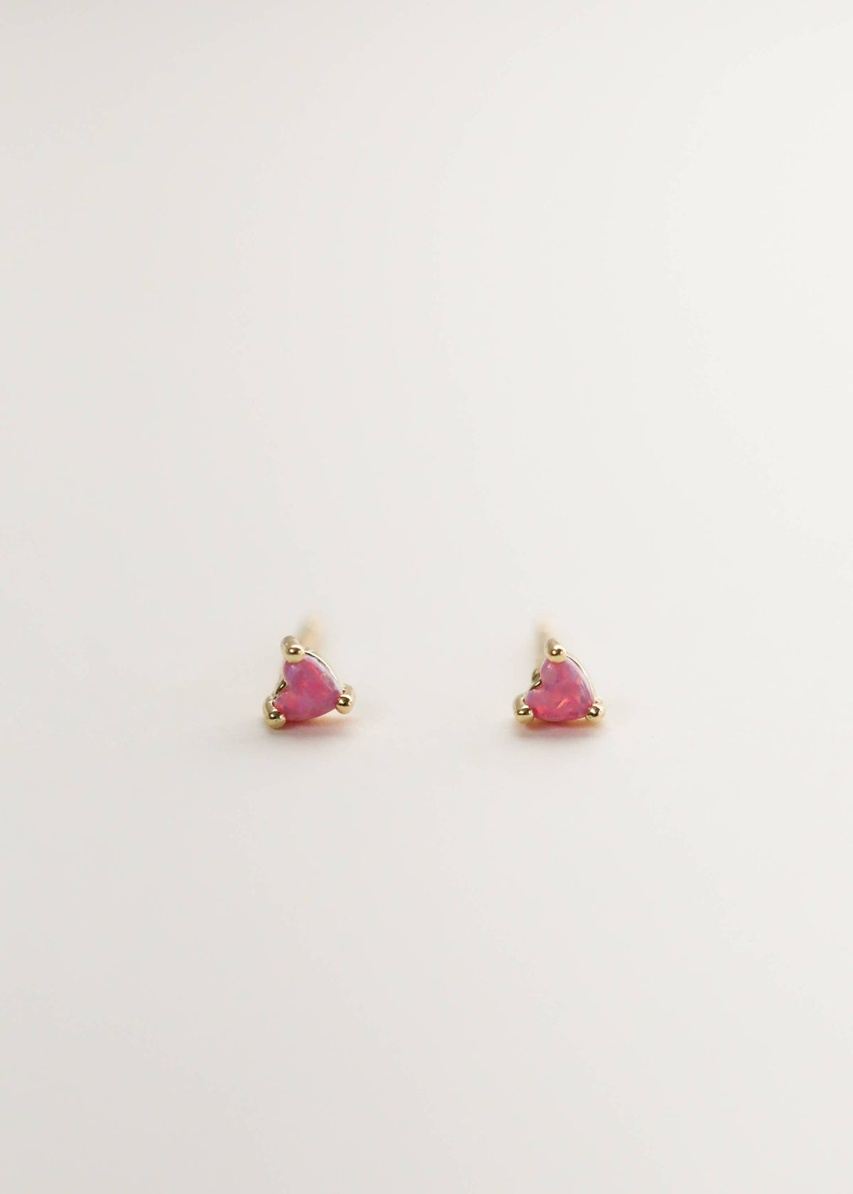 Tiny Pink Opal Heart Earring