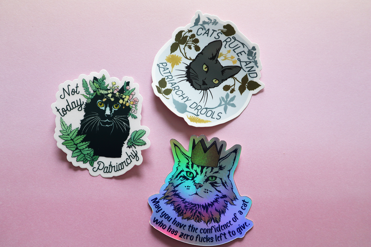 Cats Rule and Patriarchy Drools: Feminist Sticker