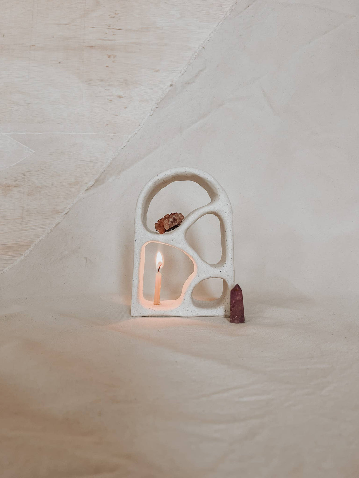 Beige Handmade Ceramic Altar – Ritual & Meditation Decor