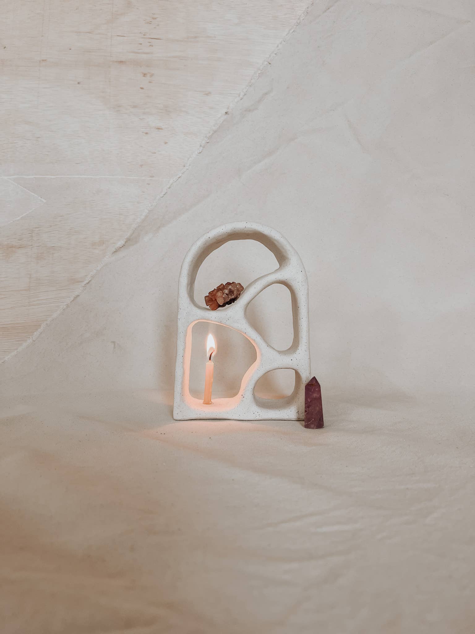 Beige Handmade Ceramic Altar – Ritual & Meditation Decor