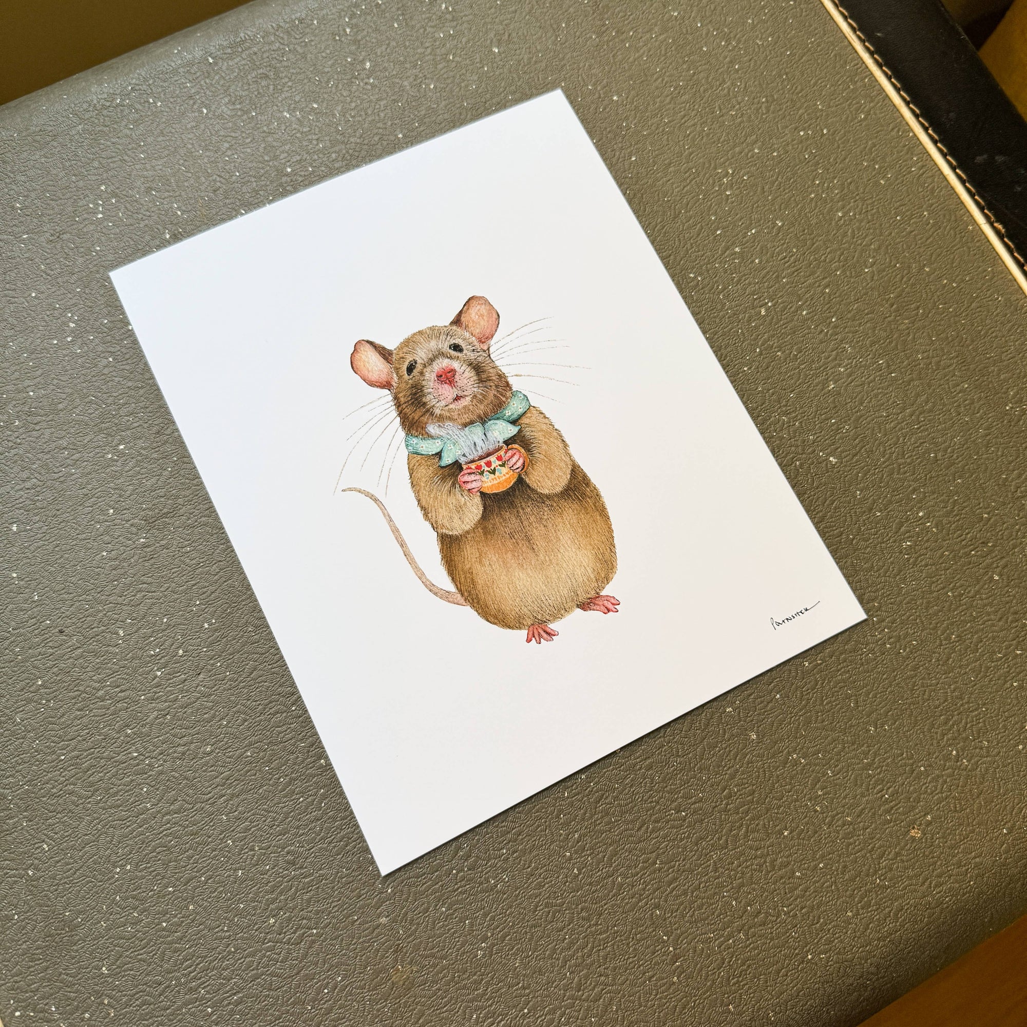 Mildred Mouse: Critters and Cups (8" x 10" Print)