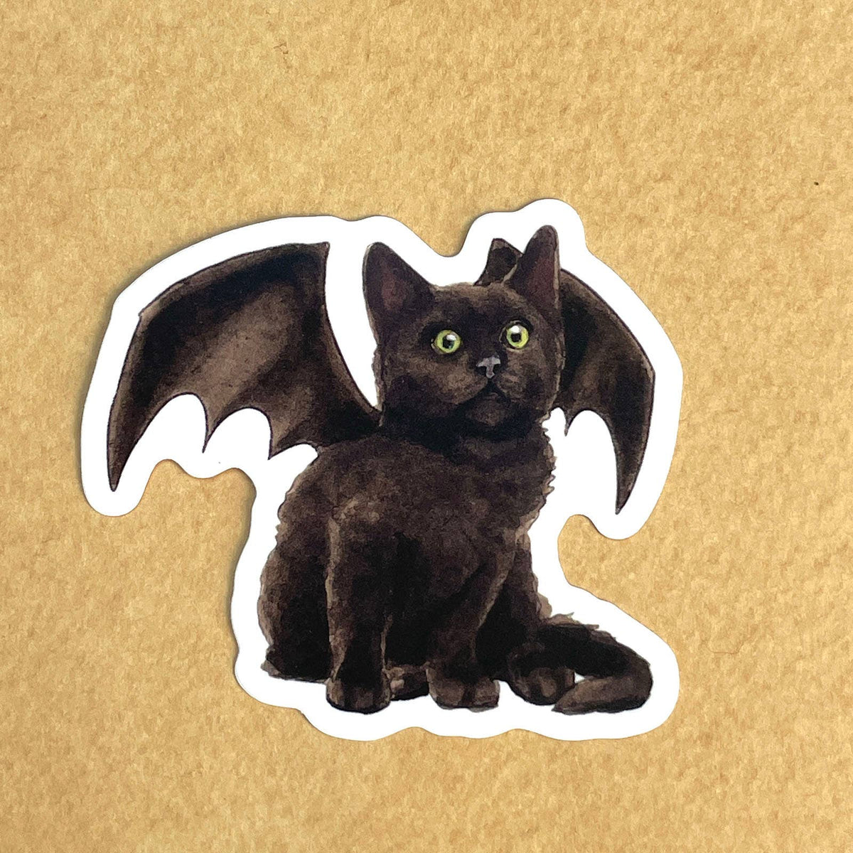 Sitting Down Bat Kitten Vinyl Sticker