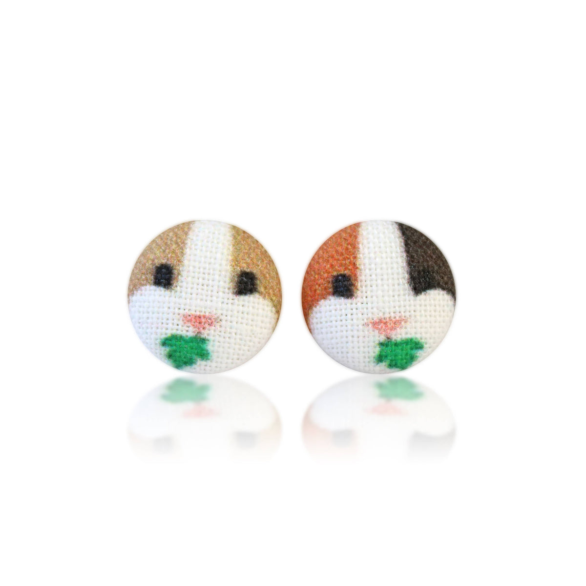 Guinea Pig Fabric Button Earrings