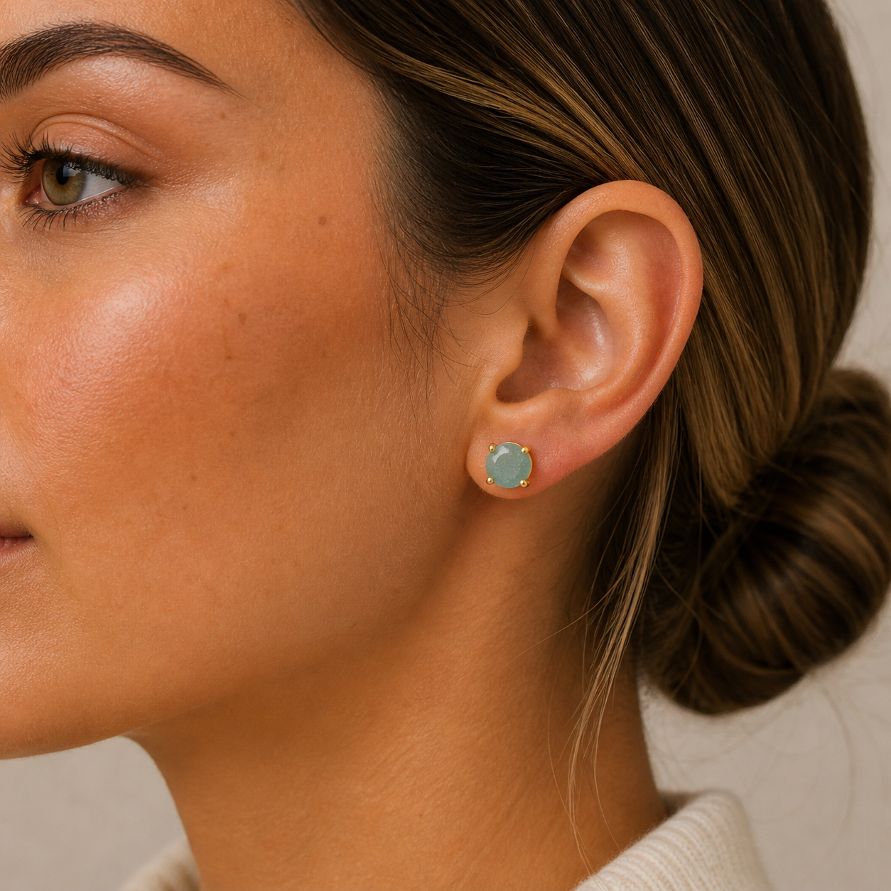 Amazonite Gemstone - Gold Earrings