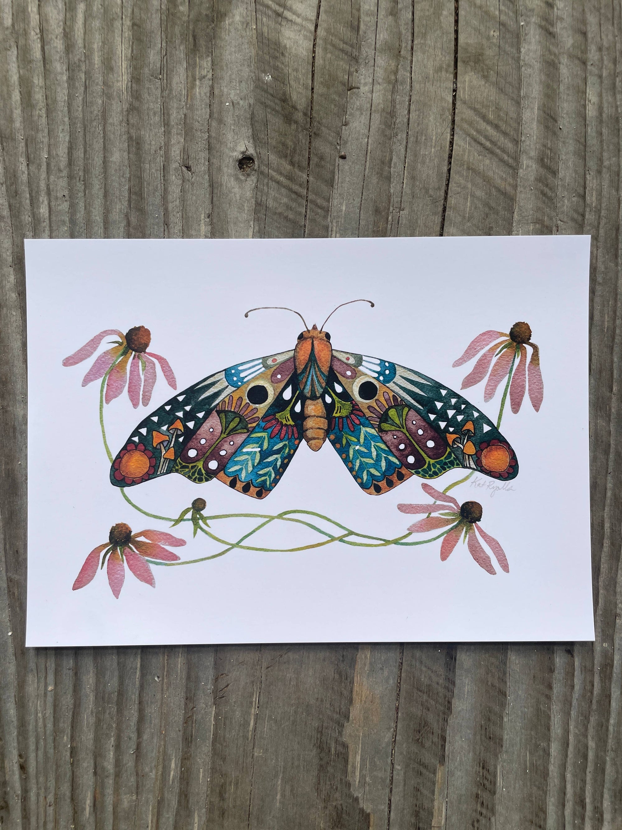 Wings and Blooms Moth Art Print