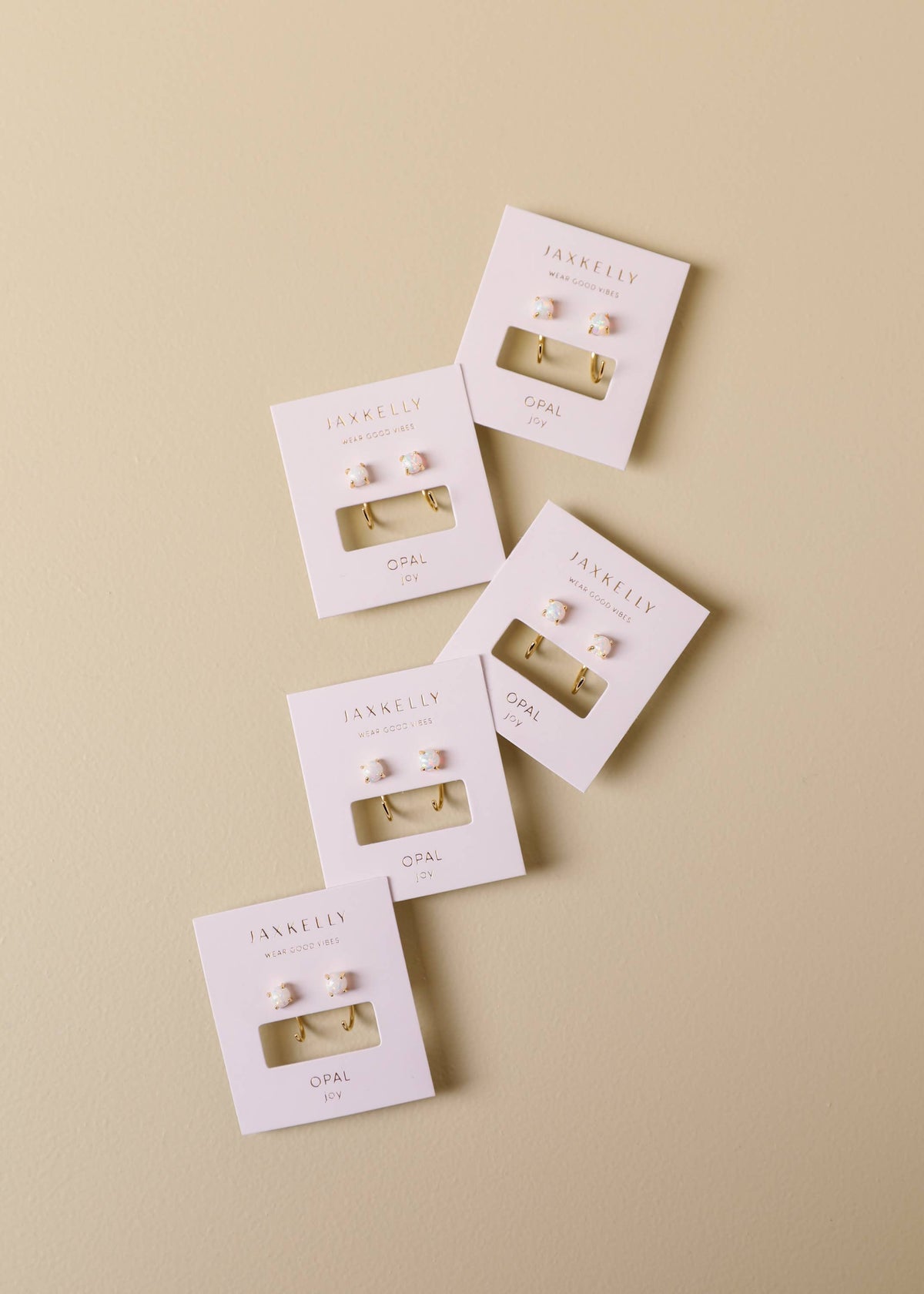 White Opal Huggie Earrings
