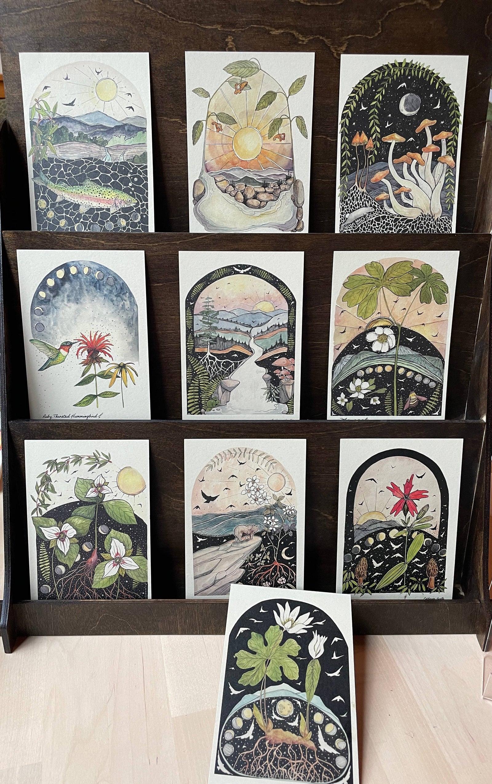 Hummingbird and Bee Balm postcard