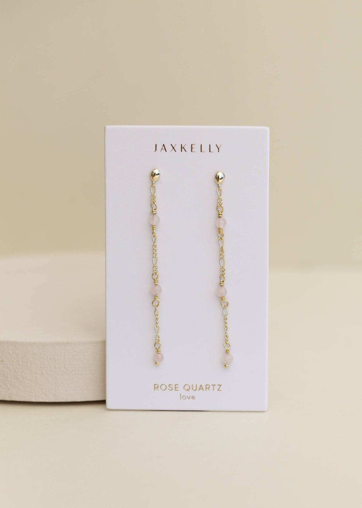 Gemstone Chain Drop Earring - Rose Quartz