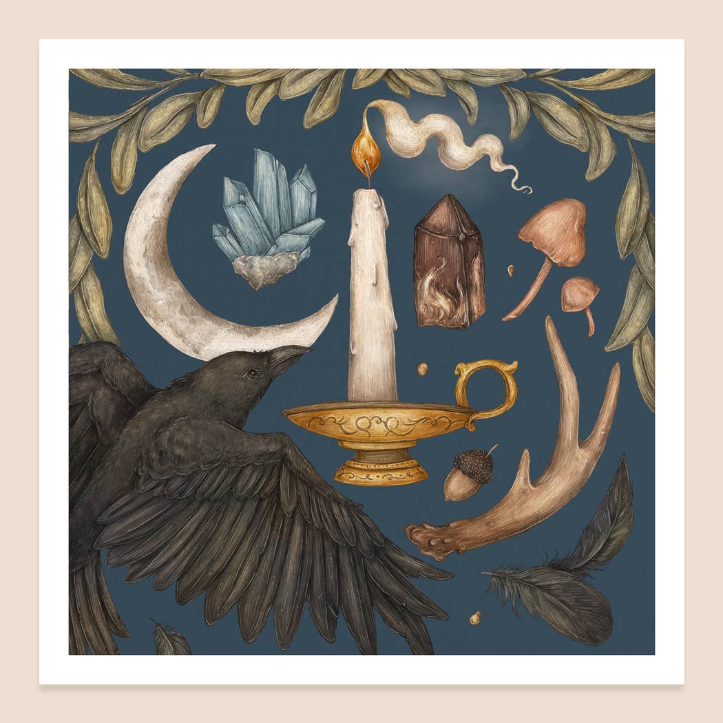 Crow and Moon Print (10" x 10")