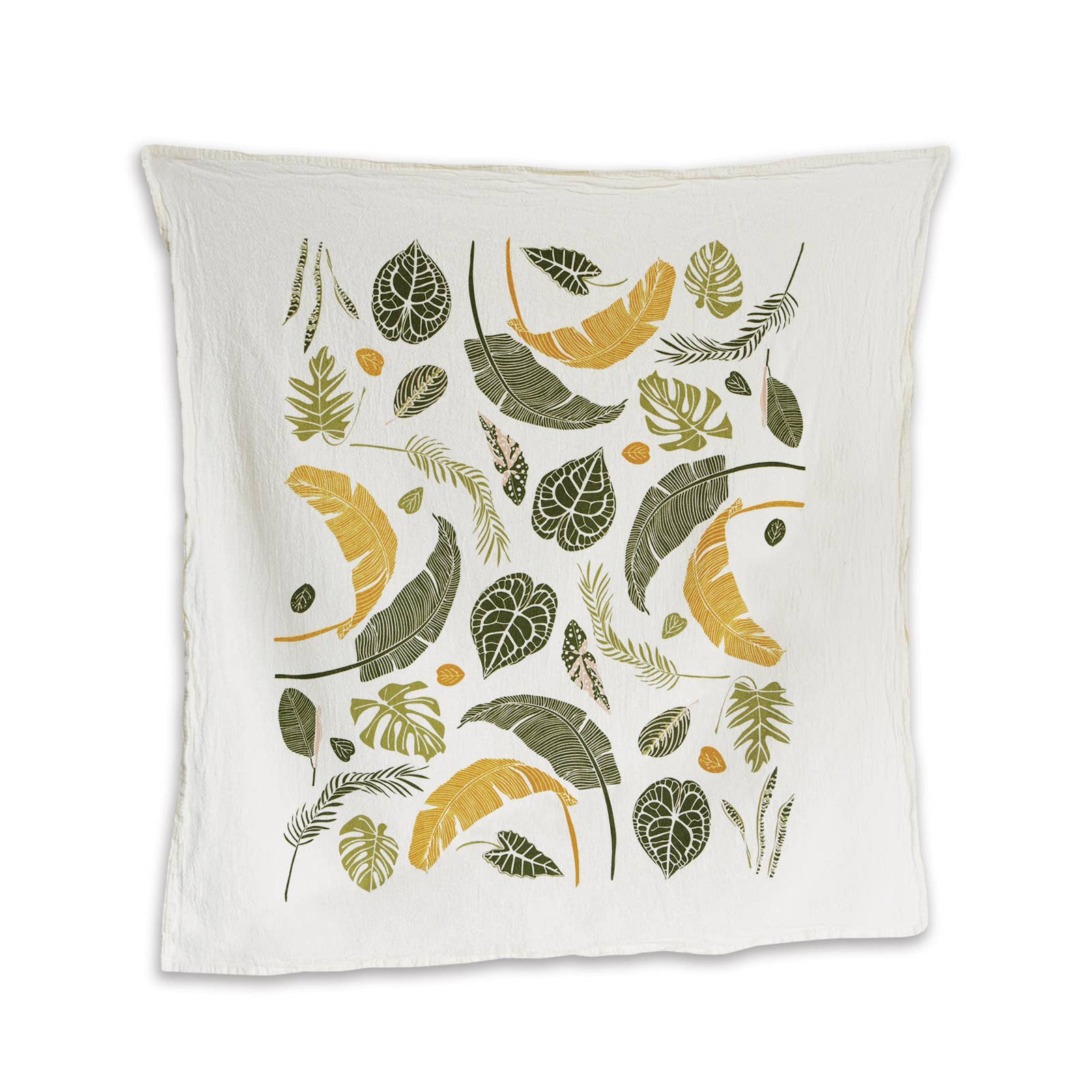 Green Thumb Kitchen Tea Towel with Botanical Garden Plants