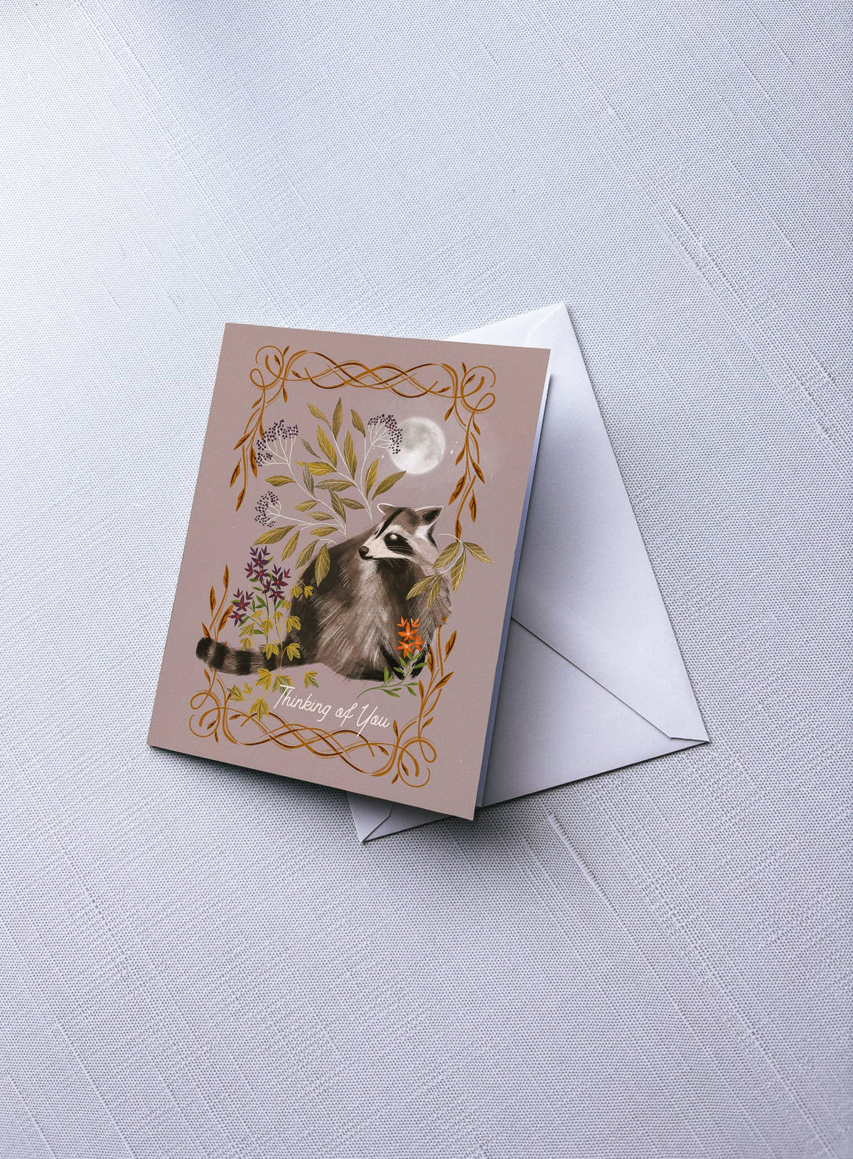 Greeting Card: Thinking of You - Raccoon; A2 folded, blank