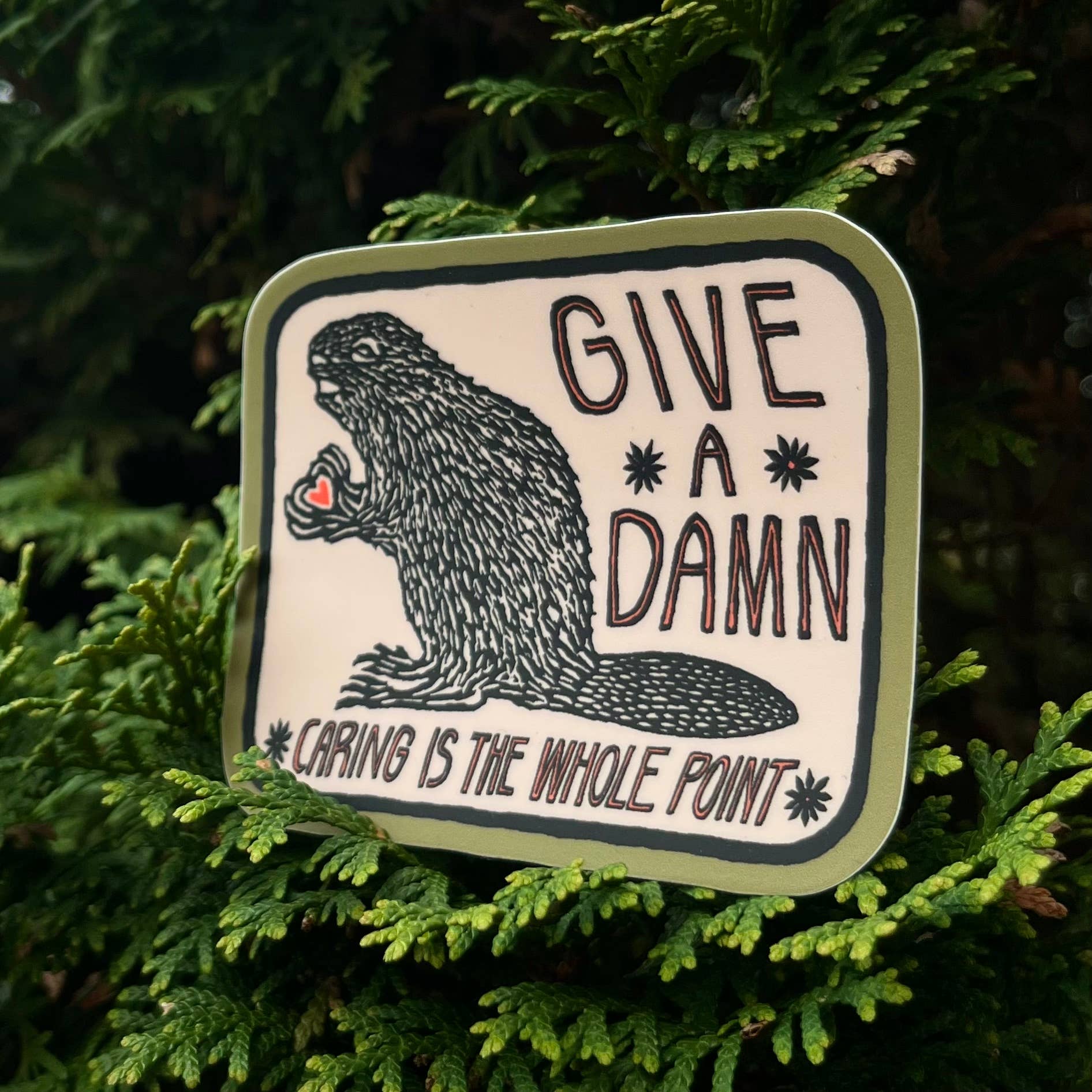 Give a Damn Beaver Vinyl Sticker