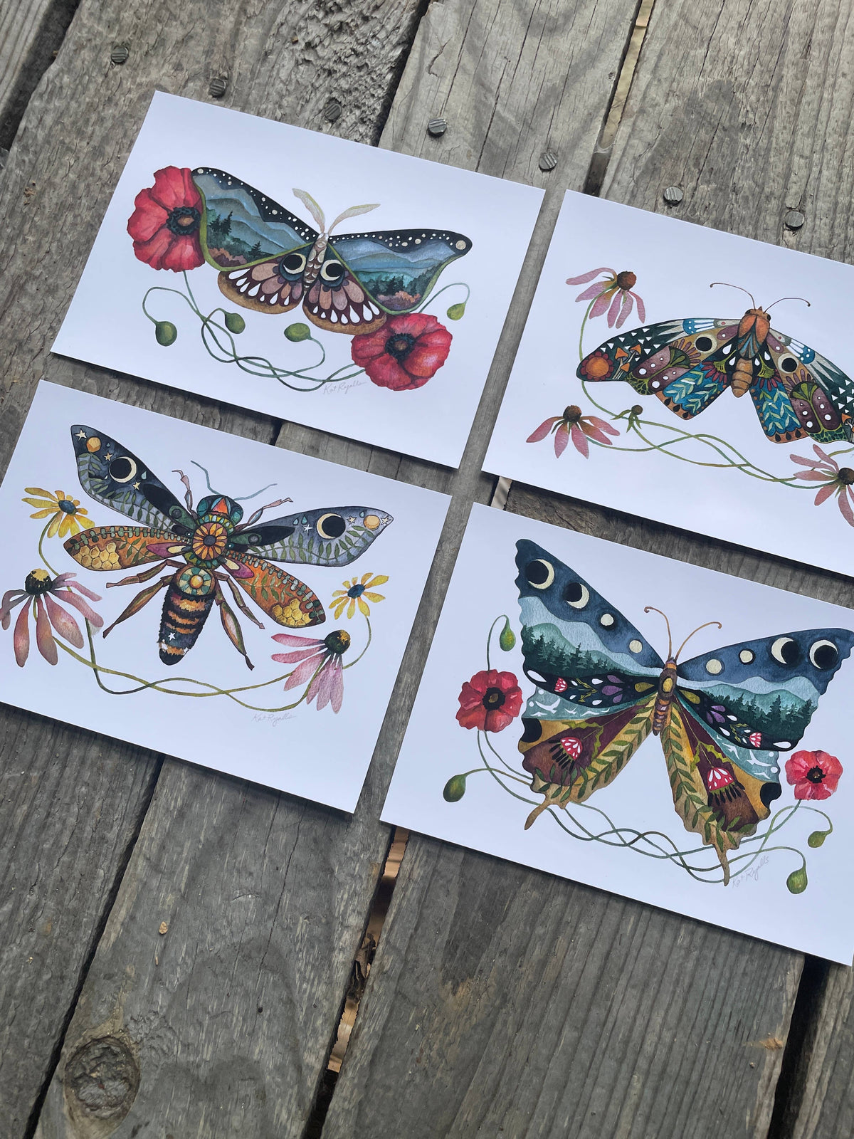 Wings and Poppies Butterfly Print: 11x14&quot;