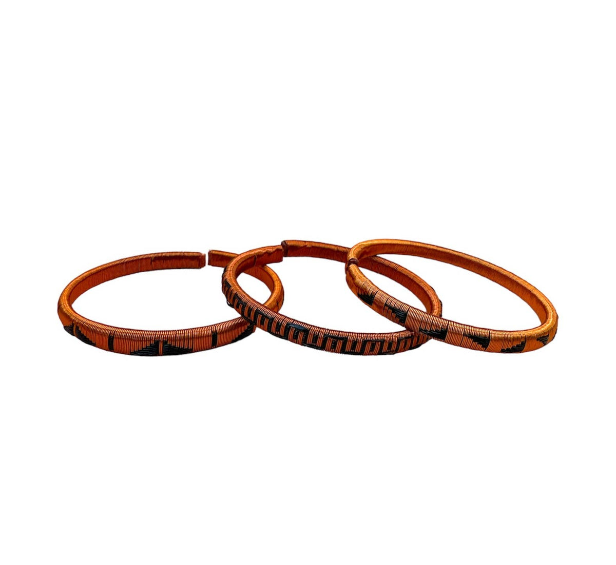 Thin Copper &amp; Black Handwoven Raffia &amp; Wire Bracelet