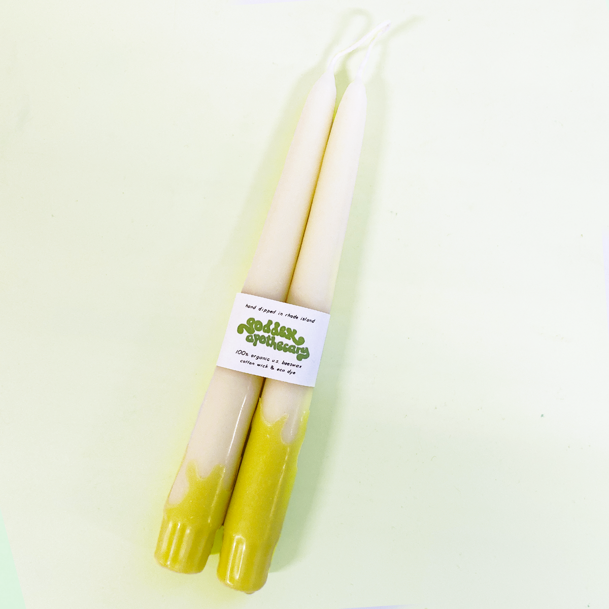 Wavey Organic Beeswax 9&quot; Taper Candles: Black and white