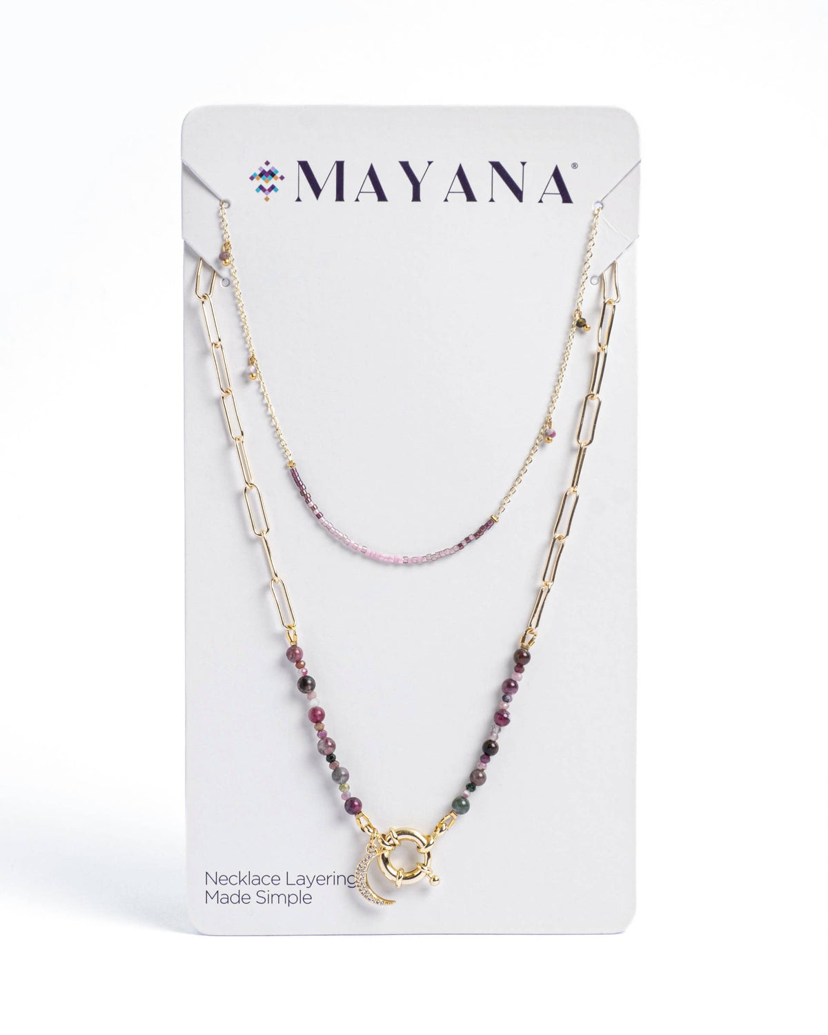 Beaded Charm and Chain Layering Necklace Set/2 (Midnight)