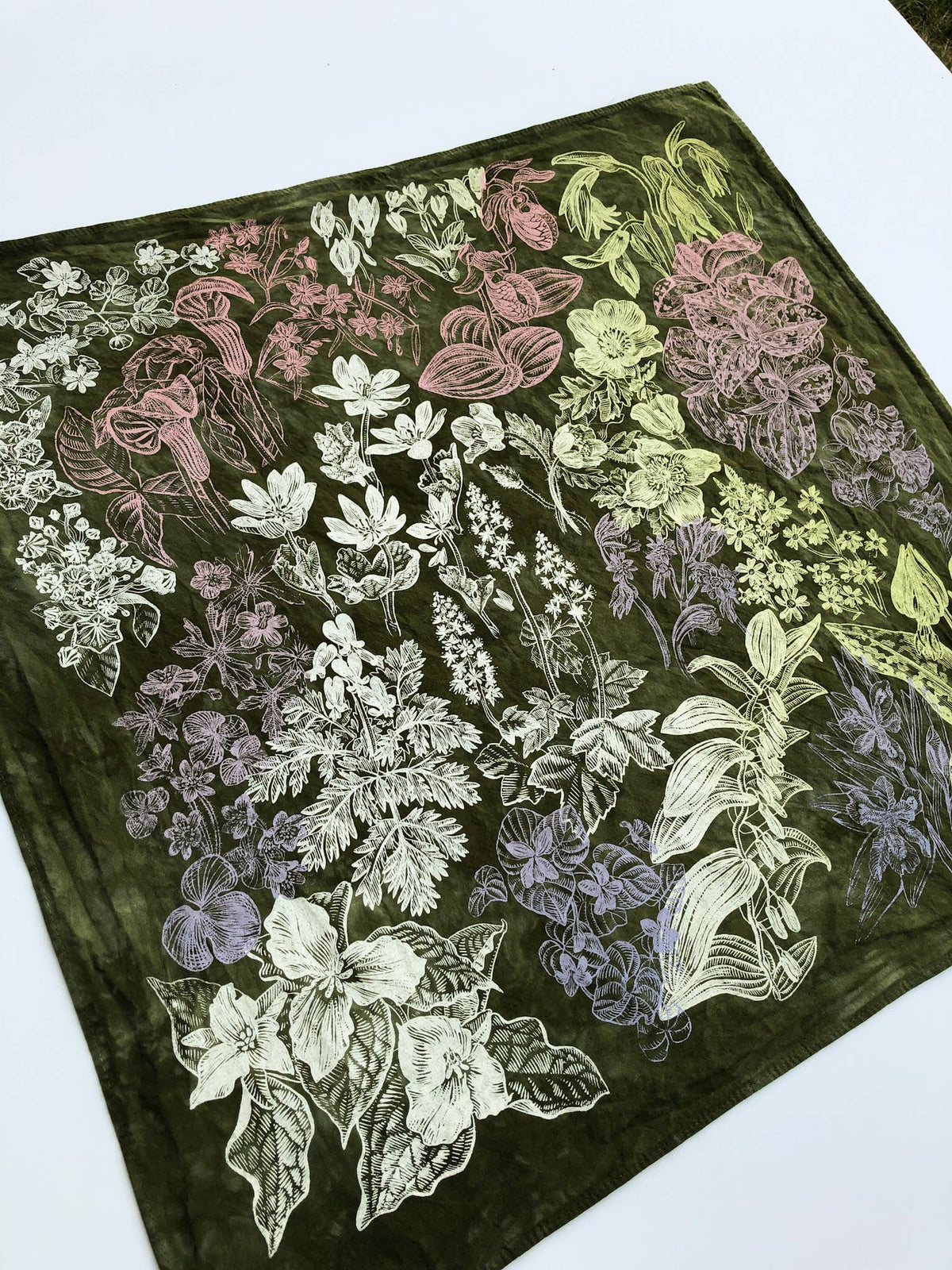 Hand Dyed Spring Wildflower Bandana