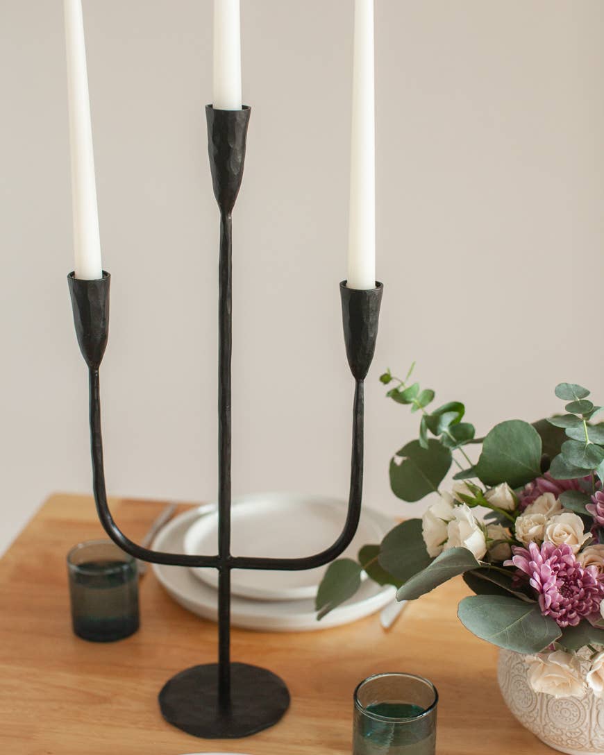 Hand-Forged Iron Candelabra