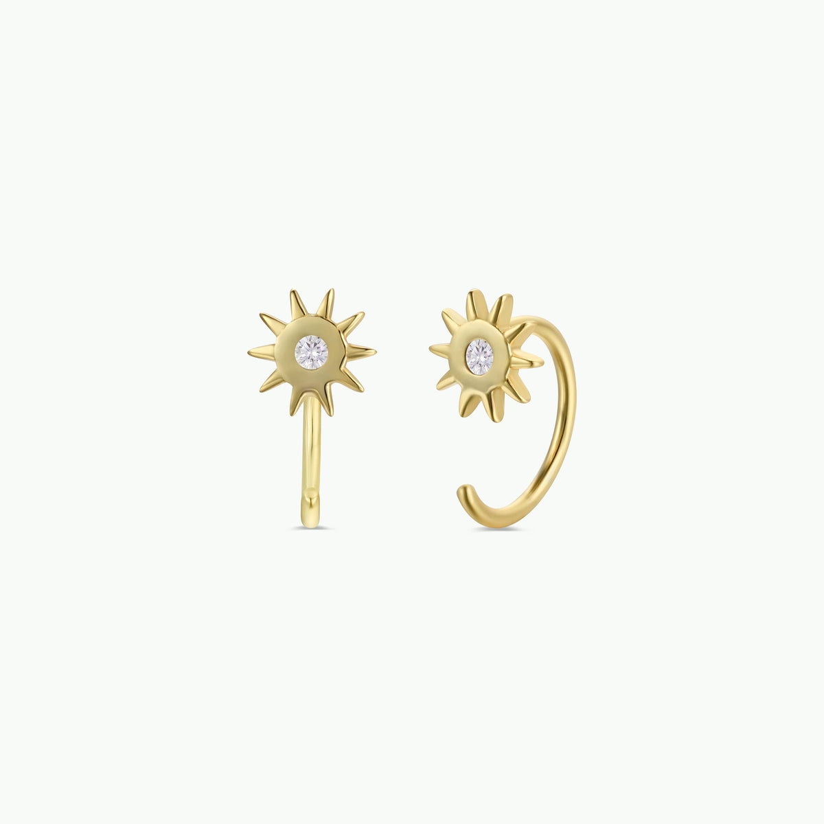 Gold Sun Icon Huggie Earrings