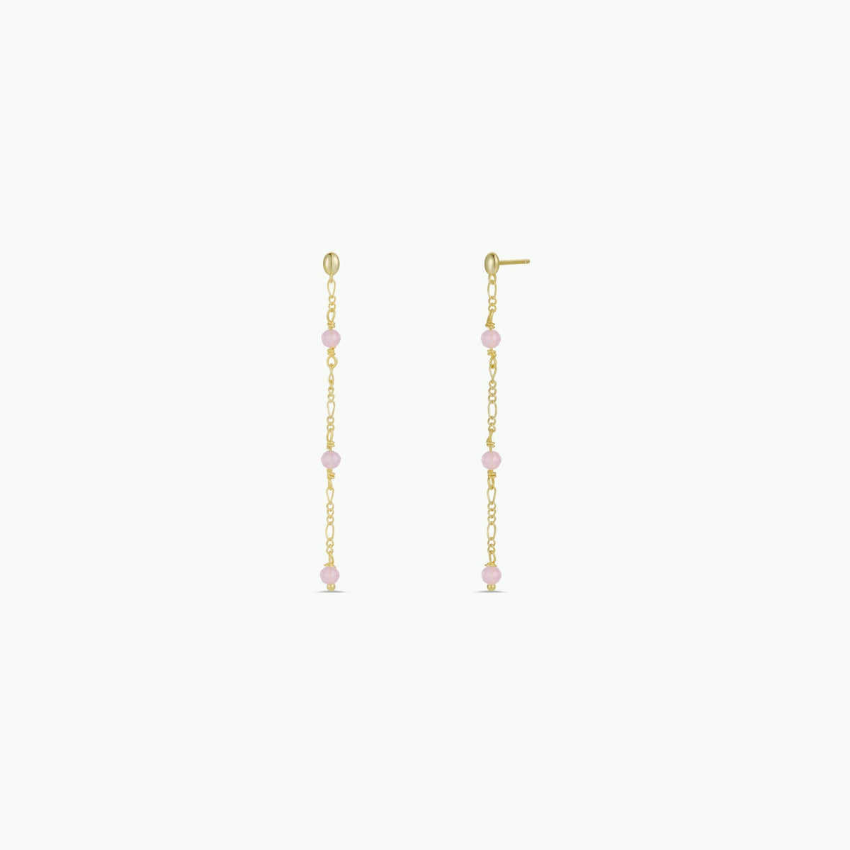 Gemstone Chain Drop Earring - Rose Quartz