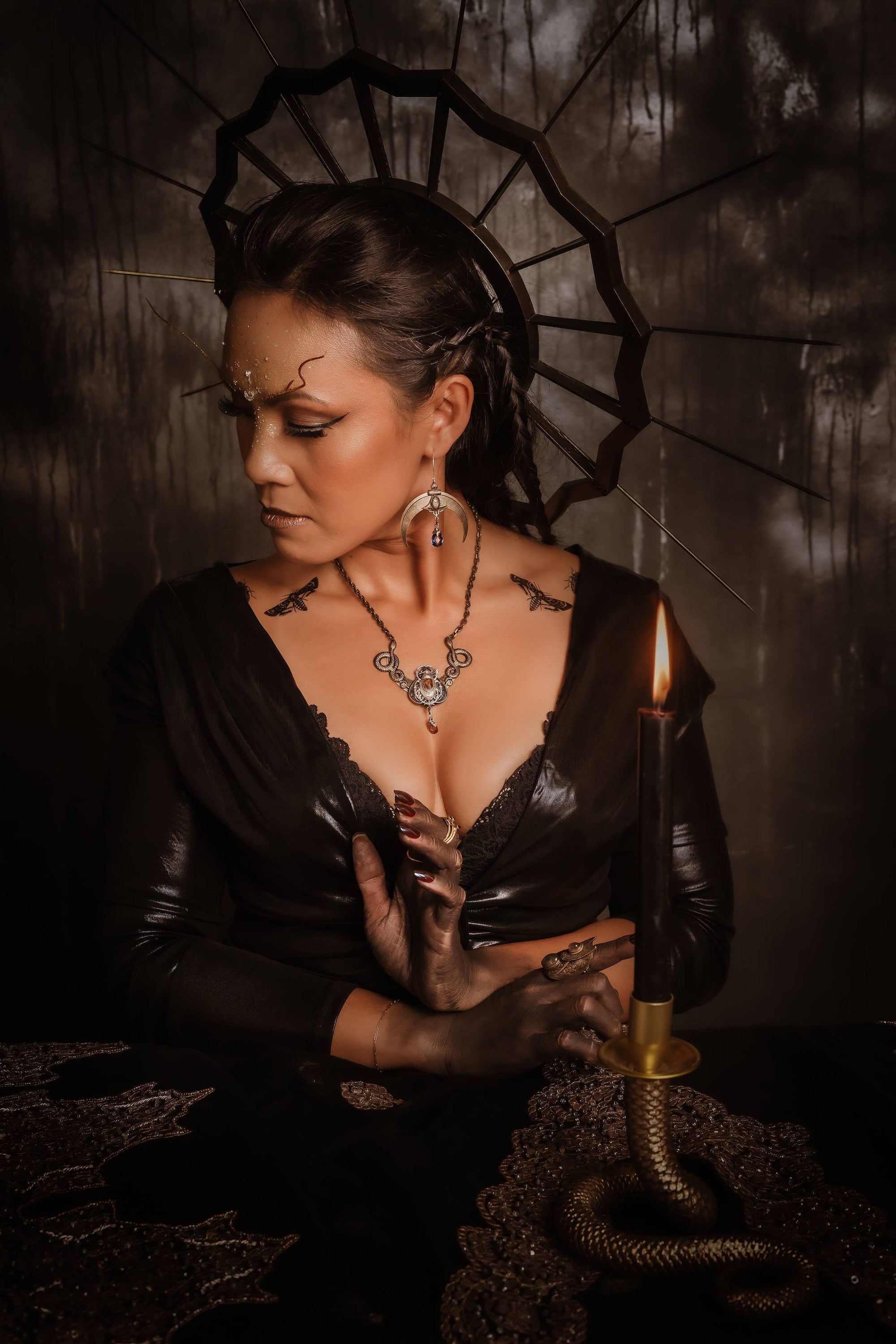 Secret Ceremony Scarab Earrings: I: Black Onyx