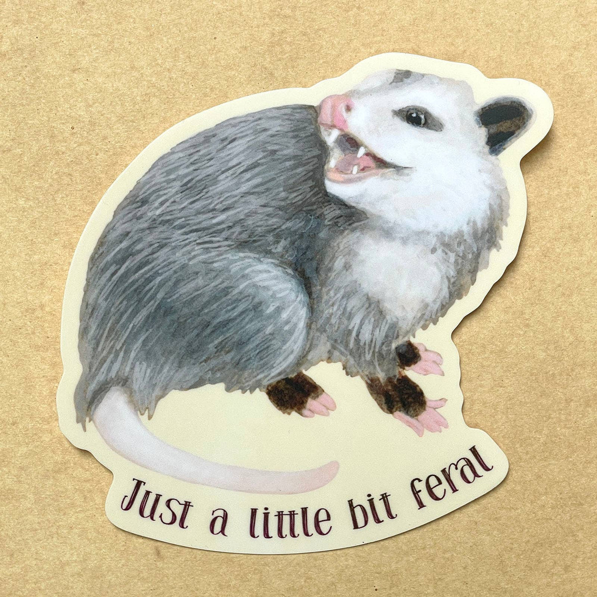 A Little Bit Feral Possum Vinyl Sticker